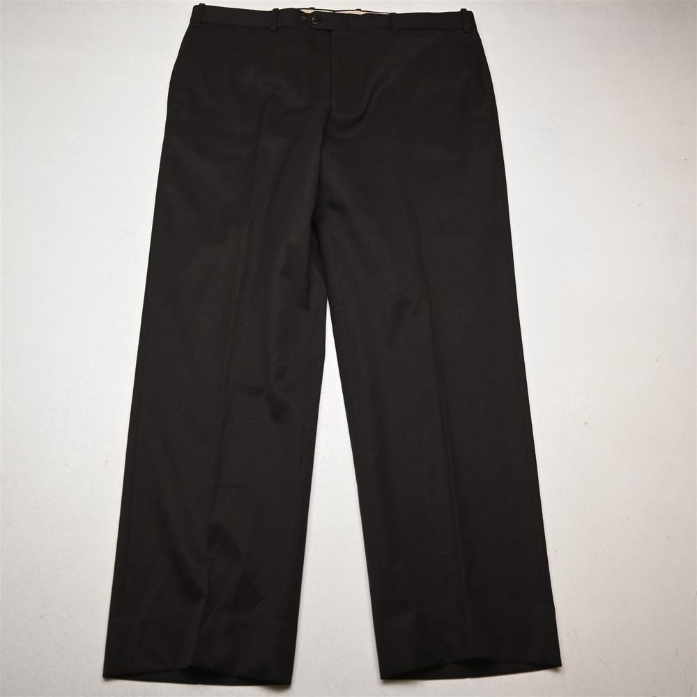JB Britches 36x32 Brown 100% Wool Full‎ Cut Flat Front Classic Dress Mens Pants